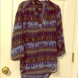 Rue 21 Elephant Long Sleeve Boho EUC